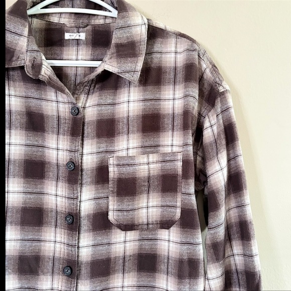 Garage White & Brown Plaid “Dylan” Oversized Button Down Flannel Shirt – XS/S - Picture 6 of 16
